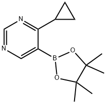4-环丙基-5-(4,4,5,5-四甲基-1,3,2-二氧硼杂环戊烷-2-基)嘧啶 结构式