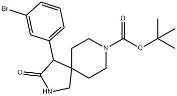 tert-butyl 4-(3-broMophenyl)-3-oxo-2,8-diazaspiro[4.5]decane-8-carboxylate 结构式