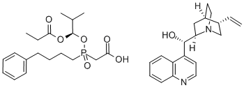 (8a,9R)-辛可宁-9-醇单[[(S)-[(1R)-2-甲基-1-(1-氧代丙氧基)丙氧基](4-苯基丁基)氧膦基]乙酸]盐 结构式