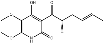 (-)-4-Hydroxy-5,6-dimethoxy-3-[(E)-2-methyl-1-oxo-4-hexenyl]pyridine-2(1H)-one 结构式