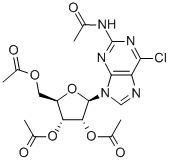2-ACETAMIDO-6-CHLORO-9-(2',3',5'-TRI-O-ACETYL-BETA-D-RIBOFURANOSYL)PURINE 结构式
