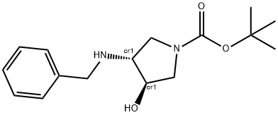 REL-叔丁基(3R,4R)-3-(苄氨基)-4-羟基吡咯烷-1-羧酸 结构式