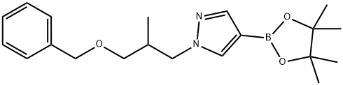 1H-Pyrazole, 1-[2-methyl-3-(phenylmethoxy)propyl]-4-(4,4,5,5-tetramethyl-1,3,2-dioxaborolan-2- 结构式