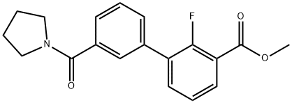 Methyl 2-fluoro-3-[3-(pyrrolidinocarbonyl)phenyl]benzoate 结构式