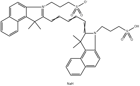 2-[5-[1,3-二氢-1,1-二甲基-3-(3-磺酸基丙基)-2H-苯并[E]吲哚-2-亚基]-1,3-戊二烯基]-1,1-二甲基-3-(3-磺酸基丙基)-1H-苯并[E]吲哚内盐钠盐 结构式