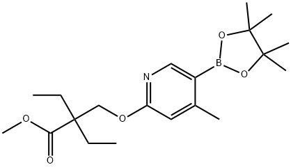 Methyl 2-ethyl-2-(((4-Methyl-5-(4,4,5,5-tetraMethyl-1,3,2-dioxaborolan-2-yl)pyridin-2-yl)oxy)Methyl)butanoate 结构式