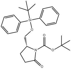 (2R)-2-[[[(1,1-DIMETHYLETHYL)DIPHENYLSILYL]OXY]METHYL]-5-OXO-1-PYRROLIDINECARBOXYLATE-1,1-DIMETHYLETHYL ESTER 结构式