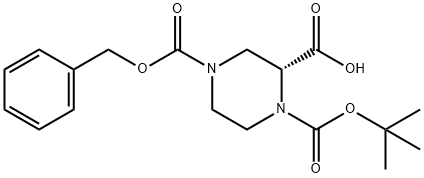 (R)-N-1-Boc-N-4-Cbz-2-哌嗪甲酸 结构式