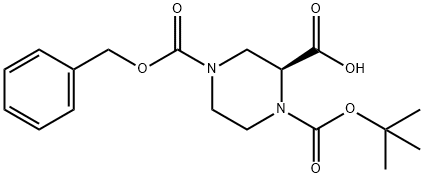 (S)-N-1-叔丁氧羰基-N-4-苄氧羰基-2-哌嗪甲酸 结构式