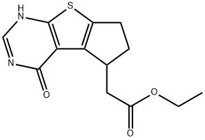 ethyl 4-hydroxy-6,7-dihydro-5H-cyclopenta[4,5]thieno[2,3-d]pyrimidine-5-carboxylate 结构式