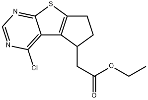 ethyl 2-(4-chloro-6,7-dihydro-5H-cyclopenta[4,5]thieno[2,3-d]pyrimidin-5-yl)acetate 结构式