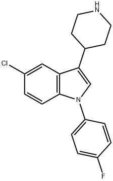5-氯-1-(4-氟苯基)-3-(4-哌啶基)-1H-吲哚 结构式