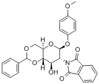 4-甲氧苯基-4,6-O-苯亚甲基-2-脱氧-2-苯二甲酰亚氨基-Β-D-吡喃葡萄糖苷 结构式