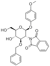4-甲氧苯基3-O-苄基-2-脱氧-2-苯二甲酰亚氨基-Β-D-吡喃葡萄糖苷 结构式