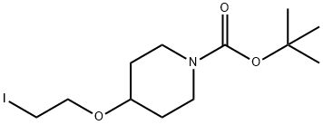 1-Piperidinecarboxylic acid, 4-(2-iodoethoxy)-, 1,1-dimethylethyl ester 结构式