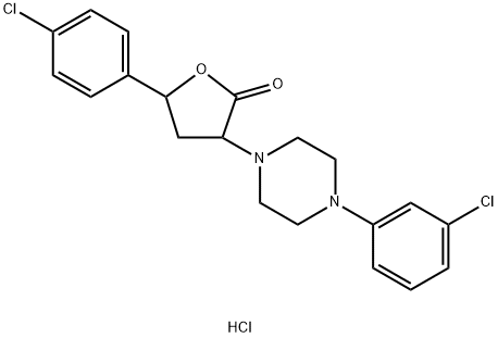 2(3H)-Furanone, dihydro-5-(4-chlorophenyl)-3-(4-(3-chlorophenyl)-1-pip erazinyl)-, monohydrochloride 结构式