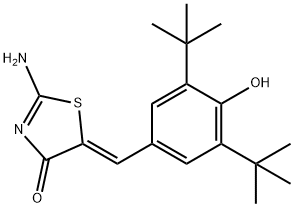 (5Z)-2-氨基-5-[(4-羟基-3,5-二叔丁基苯基)亚甲基]-1,3-噻唑-4-酮 结构式