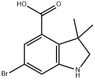 6-BROMO-3,3-DIMETHYL-2,3-DIHYDRO-1H-INDOLE-4-CARBOXYLIC ACID 结构式