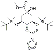 (1α,3R,4α,5R)-3,5-Bis[[(1,1-diMethylethyl)diMethylsilyl]oxy]-1-hydroxy-4-(1H-iMidazol-1-ylthioxoMethoxy)-cyclohexanecarboxylic Acid Methyl Ester 结构式