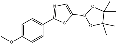 2-(4-甲氧苯基)-5-(4,4,5,5-四甲基-1,3,2-二氧杂环戊硼烷-2-基)-1,3-噻唑 结构式