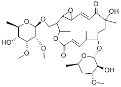 (1R,2R,3R,6E,8S,9S,12S,14E,16S)-12-hydroxy-2-[[(2R,3R,4R,5R,6R)-5-hydroxy-3,4-dimethoxy-6-methyl-oxan-2-yl]oxymethyl]-9-[(2S,3R,4S,6R)-3-hydroxy-4-methoxy-6-methyl-oxan-2-yl]oxy-3,8,12-trimethyl-4,17-dioxabicyclo[14.1.0]heptadeca-6,14-diene-5,13-dione 结构式