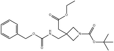 tert-butyl 3-((((benzyloxy)carbonyl)aMino)Methyl)-3-(2-ethoxy-2-oxoethyl)azetidine-1-carboxylate 结构式