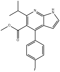 METHYL 4-(4-FLUOROPHENYL)-6-ISOPROPYL-1H-PYRROLO[2,3-B]PYRIDINE-5-CARBOXYLATE 结构式