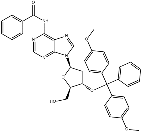 N-苯甲酰基-3'-O-(4,4'-二甲氧基三苯甲基)-2'-脱氧腺苷 结构式