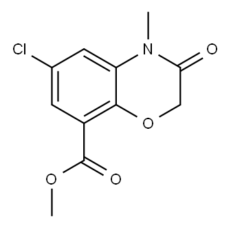 6-氯-3,4-二氢-4-甲基-3-氧代-2H-1,4-苯并恶嗪-8-羧酸甲酯 结构式