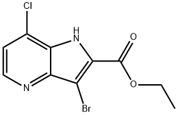 3-Bromo-8-chloro-1H-pyrrolo[3,2-b]pyridine-2-carboxylic acid ethyl ester 结构式