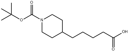 4-(1-叔丁氧羰基哌啶基)丁酸 结构式