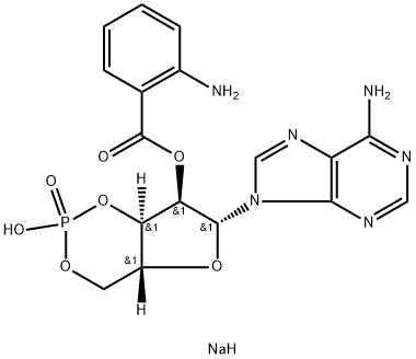 ADENOSINE 3',5'-CYCLIC MONOPHOSPHATE, 2'-O-ANTHRANILOYL-, SODIUM SALT 结构式