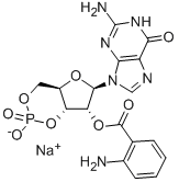 GUANOSINE 3',5'-CYCLIC MONOPHOSPHATE, 2'-O-ANTHRANILOYL-, SODIUM SALT 结构式