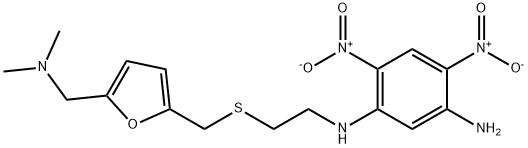 1,3-Benzenediamine, 4,6-dinitro-N-(2-(((5-((dimethylamino)methyl)-2-fu ranyl)methyl)thio)ethyl)- 结构式