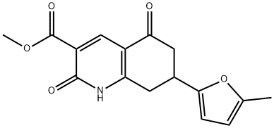 7-(5-甲基-2-呋喃基)-2,5-二氧代-1,2,5,6,7,8-六氢喹啉-3-甲酸甲酯 结构式