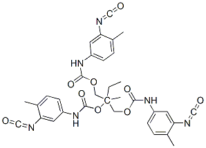 氨基甲酸(3-异氰酸根合-4-甲基苯基)-2-乙基-2-[[[[(3-异氰酸根合-4-甲基苯基)氨基]羰基]氧基]甲基]-1,3-丙二酯 亚甲代苯基-2,4-一二异氰酸酯-三羟甲基丙烷的加合物 结构式