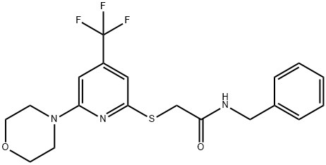 N-苄基-2-((6-吗啉代-4-(三氟甲基)吡啶-2-基)硫代)乙酰胺 结构式