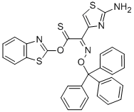 (Z)-2-(2-氨基噻唑-4-基)-2-三苯甲氧亚氨基硫代乙酸(S-2-苯并噻唑)酯 结构式