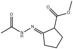 Cyclopentanecarboxylic acid, 2-(acetylhydrazono)-, methyl ester, (E)- (9CI) 结构式