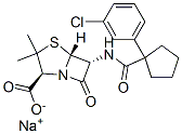 sodium (2S,5R,6R)-6-[[1-(3-chlorophenyl)cyclopentanecarbonyl]amino]-3, 3-dimethyl-7-oxo-4-thia-1-azabicyclo[3.2.0]heptane-2-carboxylate 结构式