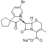 5-Thia-1-azabicyclo(4.2.0)oct-2-ene-2-carboxylic acid, 7-(((1-(4-bromo phenyl)cyclopentyl)carbonyl)amino)-3-methyl-8-oxo-, monosodium salt, ( 6R-trans)- 结构式