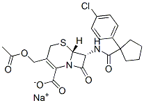sodium (6R,7R)-3-(acetyloxymethyl)-7-[[1-(4-chlorophenyl)cyclopentanec arbonyl]amino]-8-oxo-5-thia-1-azabicyclo[4.2.0]oct-2-ene-2-carboxylate 结构式