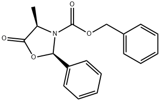 (2R,4R)-3-苄氧羰基-4-甲基-2-苯基-1,3-恶唑烷-5-酮 结构式