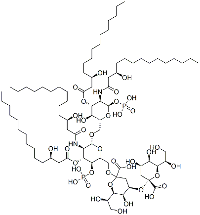 (2R,4R,5R,6R)-4-[(2R,4R,5R,6R)-2-carboxy-6-[(1R)-1,2-dihydroxyethyl]-4 ,5-dihydroxy-oxan-2-yl]oxy-6-[(1R)-1,2-dihydroxyethyl]-5-hydroxy-2-[[( 2R,3S,4R,5R,6R)-6-[[(2R,3S,4R,5R,6R)-3-hydroxy-5-[[(3R)-3-hydroxytetra decanoyl]amino]-4-[(3R)-3-hydroxytetradecanoyl]oxy-6-phosphonooxy-oxan -2-yl]methoxy]-5-[[(3R)-3-hydroxytetradecanoyl]amino]-4-[(3R)-3-hydrox ytetradecanoyl]oxy-3-phosphonooxy-oxan-2-yl]methoxy]oxane-2-carboxylic acid 结构式