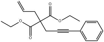 烯丙基-(3-苯基-2-丙炔)基丙二酸二乙酯 结构式