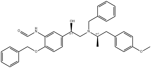 REL-N-[5-[(1R)-1-羟基-2-[[(1R)-2-(4-甲氧基苯基)-1-甲基乙基](苯基甲基)氨基]乙基]-2-(苯基甲氧基)苯基]甲酰胺 结构式