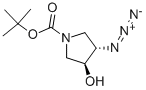 反式-3-叠氮-1-叔丁氧羰基-4-羟基吡咯烷 结构式