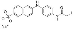 2-(4'-(IODOACETAMIDO)ANILINO)NAPHTHALENE-6-SULFONIC ACID SODIUM SALT 结构式