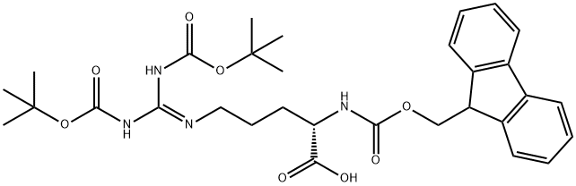 N-芴甲氧羰基-N',N''-二叔丁氧羰基-L-精氨酸 结构式