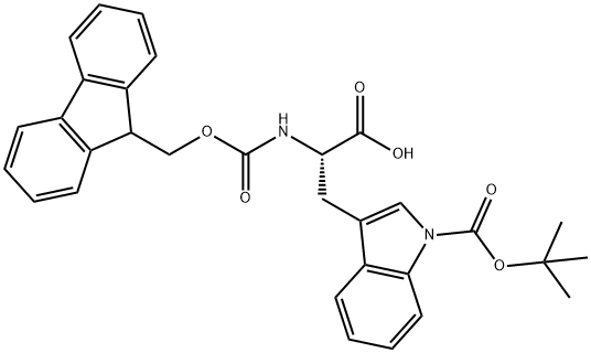 N-alpha-芴甲氧羰基-N-in-叔丁氧羰基-L-色氨酸 结构式